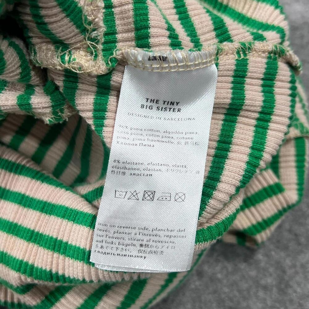 THE TINY BIG SISTER Green Beige Striped Ribbed Knit Shirt Dress Women's 34 US 2 - Picture 5 of 8